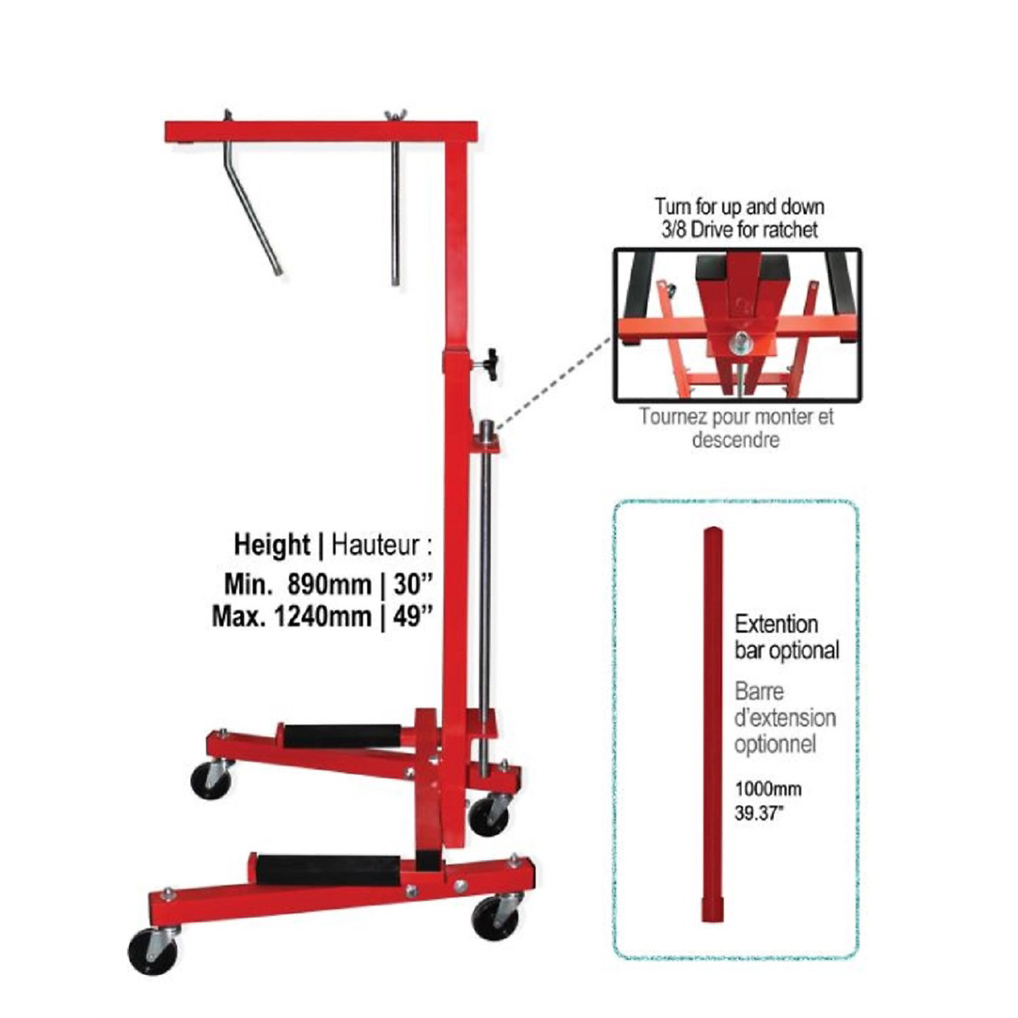 Pro-Tek Body Shop Adjustable Door Holder — Rubber Padding, 3/8in. Ratchet, Powder-Coat Finish, Model# PTKEQ-160DL